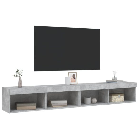 2 db betonszürke TV-szekrény LED-világítással 100x30x30 cm