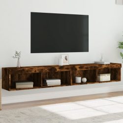   2 db füstös tölgy színű TV-szekrény LED-ekkel 100 x 30 x 30 cm