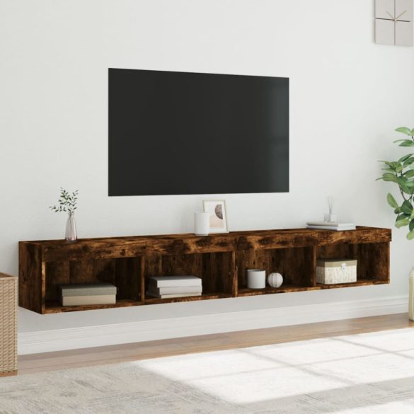 2 db füstös tölgy színű TV-szekrény LED-ekkel 100 x 30 x 30 cm