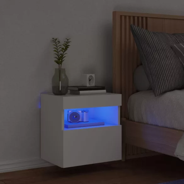 fehér falra szerelhető TV-szekrény LED-lámpákkal 40x30x40 cm