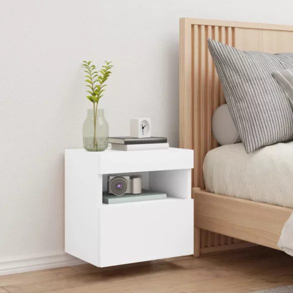 fehér falra szerelhető TV-szekrény LED-lámpákkal 40x30x40 cm