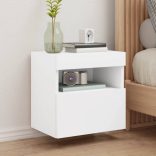 2 db fehér falra szerelhető TV-szekrény LED-ekkel 40x30x40 cm