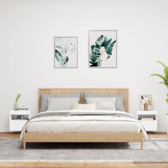 2 db fehér falra szerelhető TV-szekrény LED-ekkel 40x30x40 cm