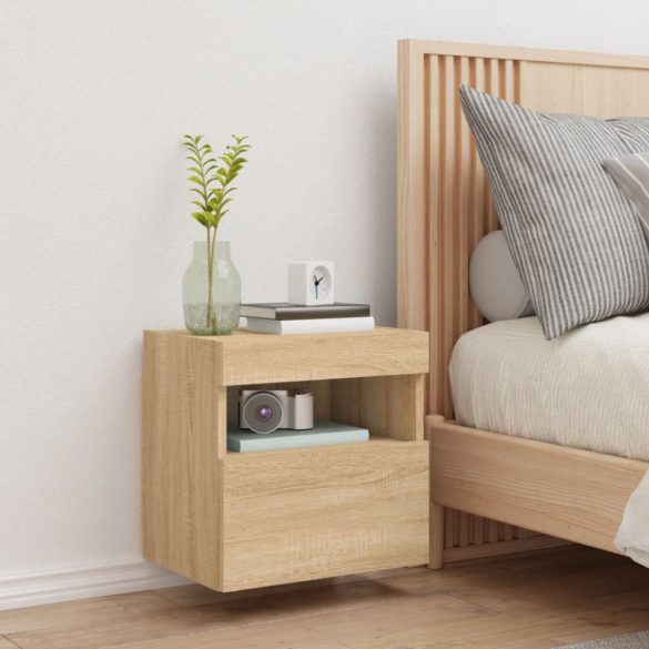 sonoma tölgy színű fali TV-szekrény LED-ekkel 40x30x40 cm