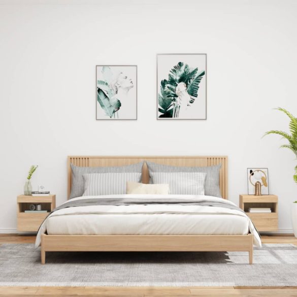 2 db sonoma tölgy színű fali TV-szekrény LED-del 40x30x40 cm