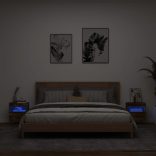 2 db füstös tölgy fali TV-szekrény LED-ekkel 40x30x40 cm