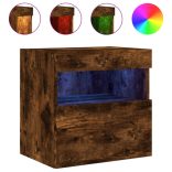 2 db füstös tölgy fali TV-szekrény LED-ekkel 40x30x40 cm