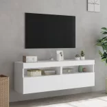 2 db fehér falra szerelhető TV-szekrény LED-ekkel 60x30x40 cm