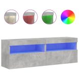 2 db betonszürke fali TV-szekrény LED-del 60x30x40 cm