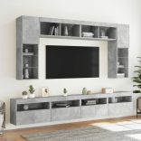 2 db betonszürke fali TV-szekrény LED-del 60x30x40 cm