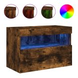 füstös tölgy színű fali TV-szekrény LED-ekkel 60x30x40 cm