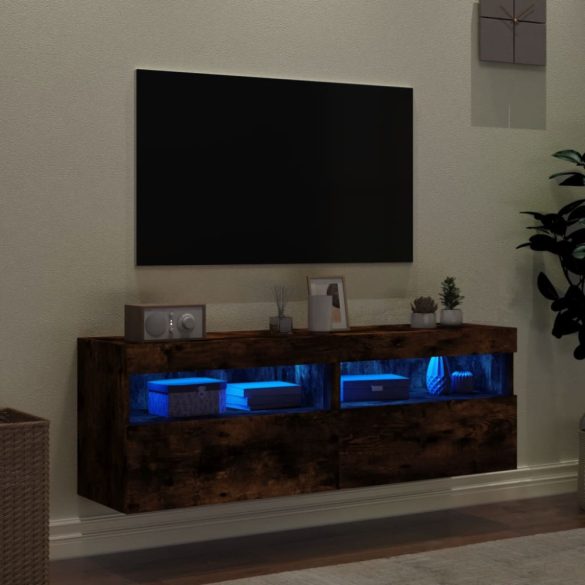 2 db füstös tölgy fali TV-szekrény LED-ekkel 60x30x40 cm