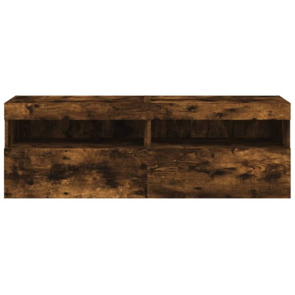2 db füstös tölgy fali TV-szekrény LED-ekkel 60x30x40 cm