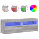 2 db szürke sonoma fali TV-szekrény LED-ekkel 60x30x40 cm