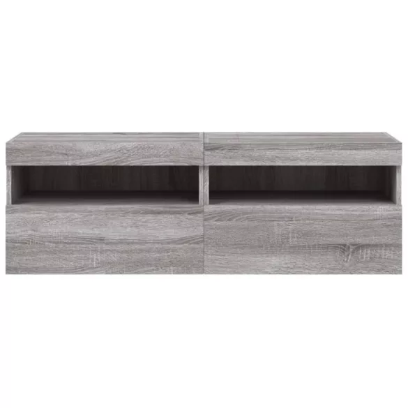 2 db szürke sonoma fali TV-szekrény LED-ekkel 60x30x40 cm