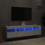 2 db fehér falra szerelhető TV-szekrény LED-del 80 x 30 x 40 cm
