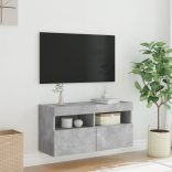 betonszürke falra szerelhető TV-szekrény LED-del 80x30x40 cm