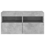 betonszürke falra szerelhető TV-szekrény LED-del 80x30x40 cm