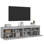 2 db betonszürke fali TV-szekrény LED-del 80x30x40 cm