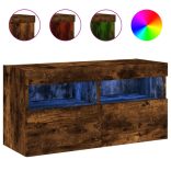 füstös tölgy színű fali TV-szekrény LED-ekkel 80x30x40 cm