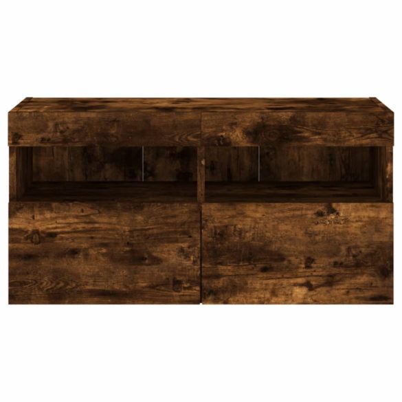 füstös tölgy színű fali TV-szekrény LED-ekkel 80x30x40 cm