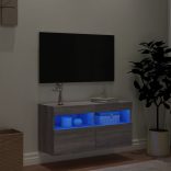 szürke sonoma színű fali TV-szekrény LED-del 80 x 30 x 40 cm
