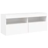 fehér falra szerelhető TV-szekrény LED-lámpákkal 100x30x40 cm