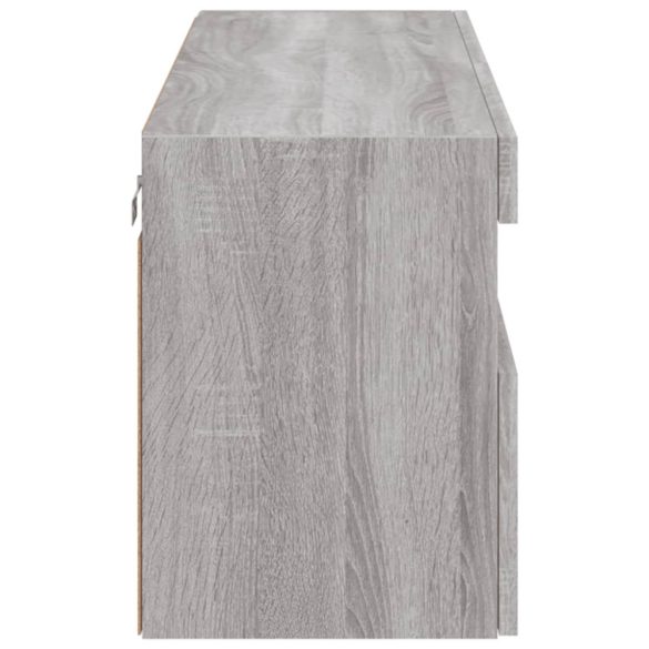 szürke sonoma színű fali TV-szekrény LED-del 100x30x40 cm