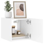 2 db fehér fali TV-szekrény LED-világítással 30,5x35x30 cm