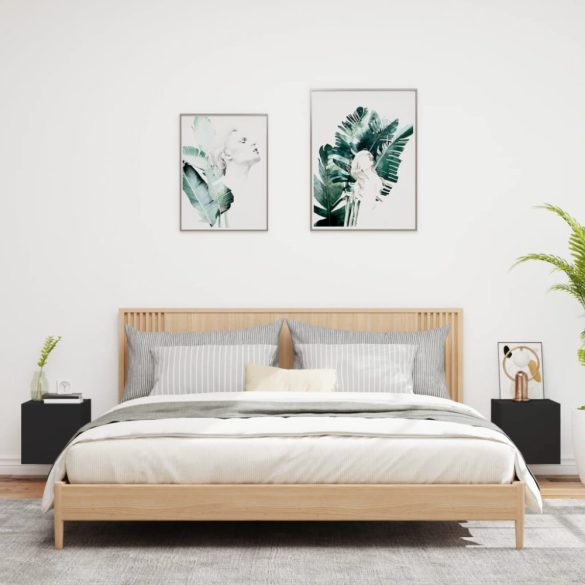 2 db fekete fali TV-szekrény LED-világítással 30,5x35x30 cm