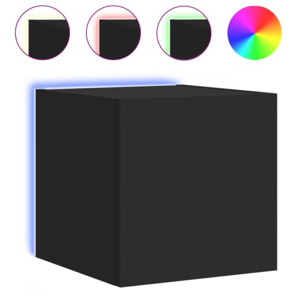 2 db fekete fali TV-szekrény LED-világítással 30,5x35x30 cm