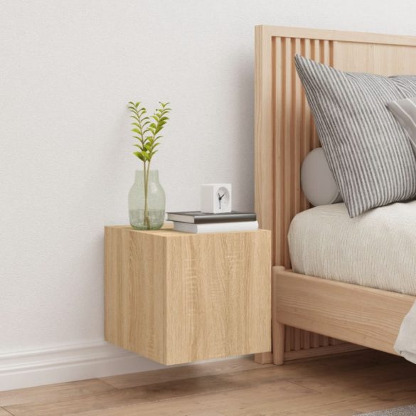 sonoma tölgy színű fali TV-szekrény LED-ekkel 30,5x35x30 cm