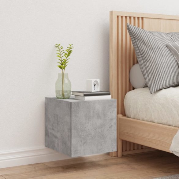 betonszürke falra szerelhető TV-szekrény LED-del 30,5x35x30 cm