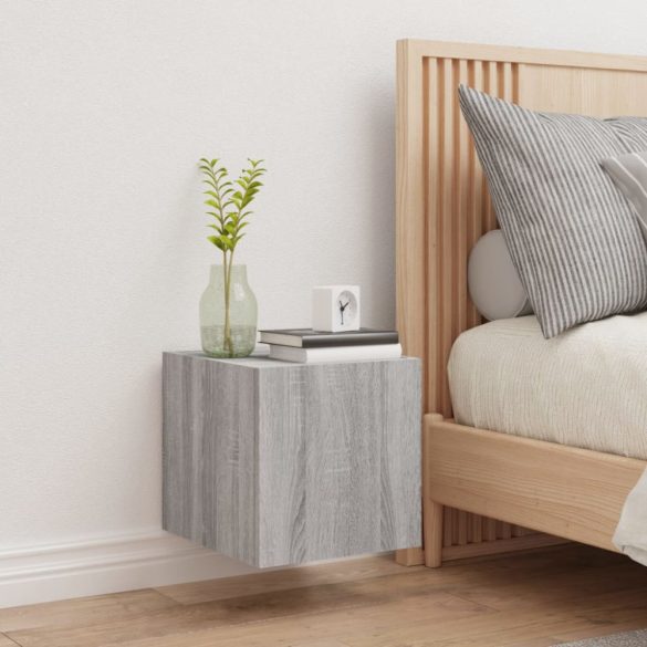 szürke sonoma színű fali TV-szekrény LED-ekkel 30,5x35x30 cm