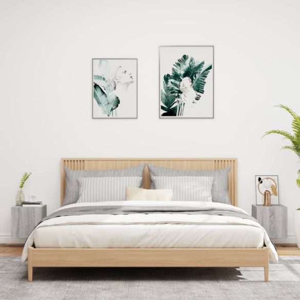 2 db szürke sonoma fali TV-szekrény LED-ekkel 30,5x35x30 cm