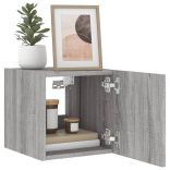 2 db szürke sonoma fali TV-szekrény LED-ekkel 30,5x35x30 cm