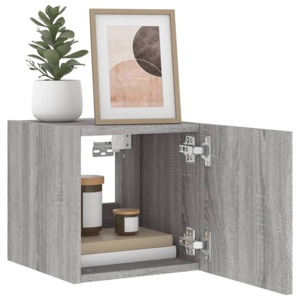 2 db szürke sonoma fali TV-szekrény LED-ekkel 30,5x35x30 cm