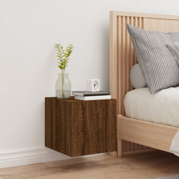 barna tölgyszínű fali TV-szekrény LED-del 30,5x35x30 cm