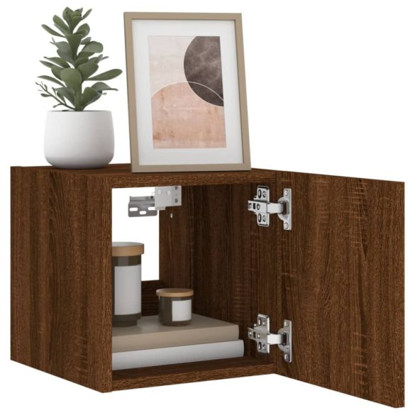 barna tölgyszínű fali TV-szekrény LED-del 30,5x35x30 cm