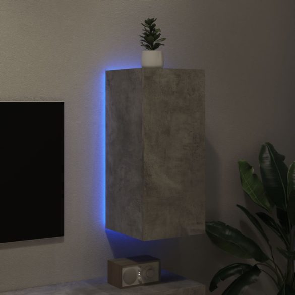 betonszürke falra szerelhető TV-szekrény LED-del 30,5x35x70 cm