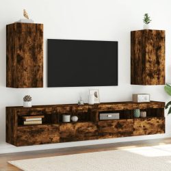   2 db füstös tölgy fali TV-szekrény LED-ekkel 30,5x35x70 cm