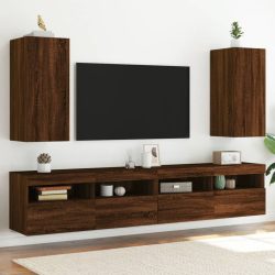   2 db barna tölgyszínű fali TV-szekrény LED-del 30,5x35x70 cm