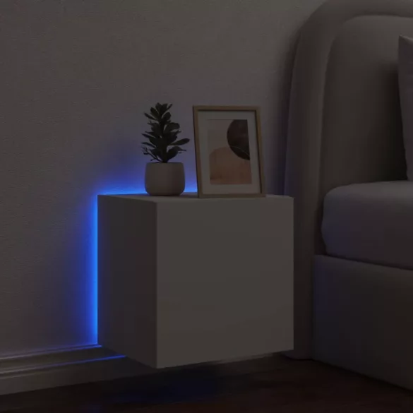 fehér falra szerelhető TV-szekrény LED-lámpákkal 40,5x35x40 cm