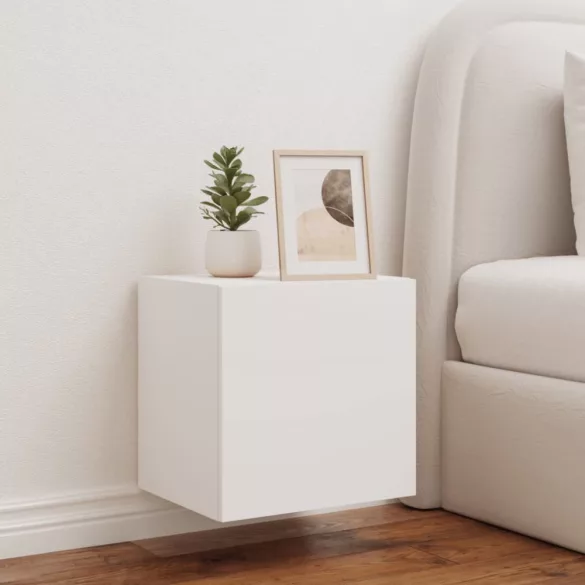 fehér falra szerelhető TV-szekrény LED-lámpákkal 40,5x35x40 cm