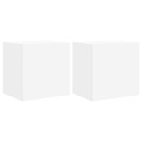 2 db fehér falra szerelhető TV-szekrény LED-ekkel 40,5x35x40 cm