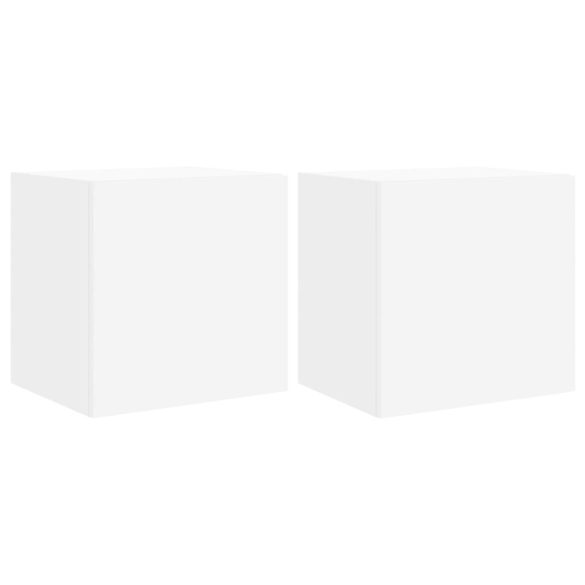 2 db fehér falra szerelhető TV-szekrény LED-ekkel 40,5x35x40 cm