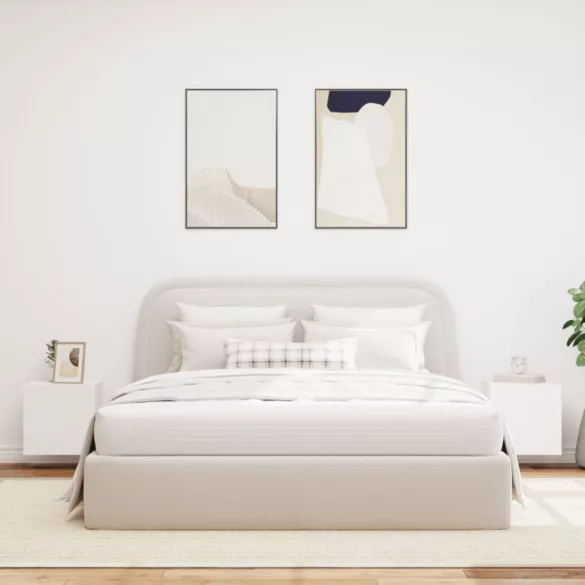 2 db fehér falra szerelhető TV-szekrény LED-ekkel 40,5x35x40 cm