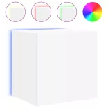 2 db fehér falra szerelhető TV-szekrény LED-ekkel 40,5x35x40 cm