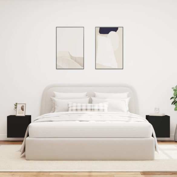 2 db fekete fali TV-szekrény LED-világítással 40,5x35x40 cm