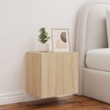 sonoma tölgy színű fali TV-szekrény LED-ekkel 40,5x35x40 cm